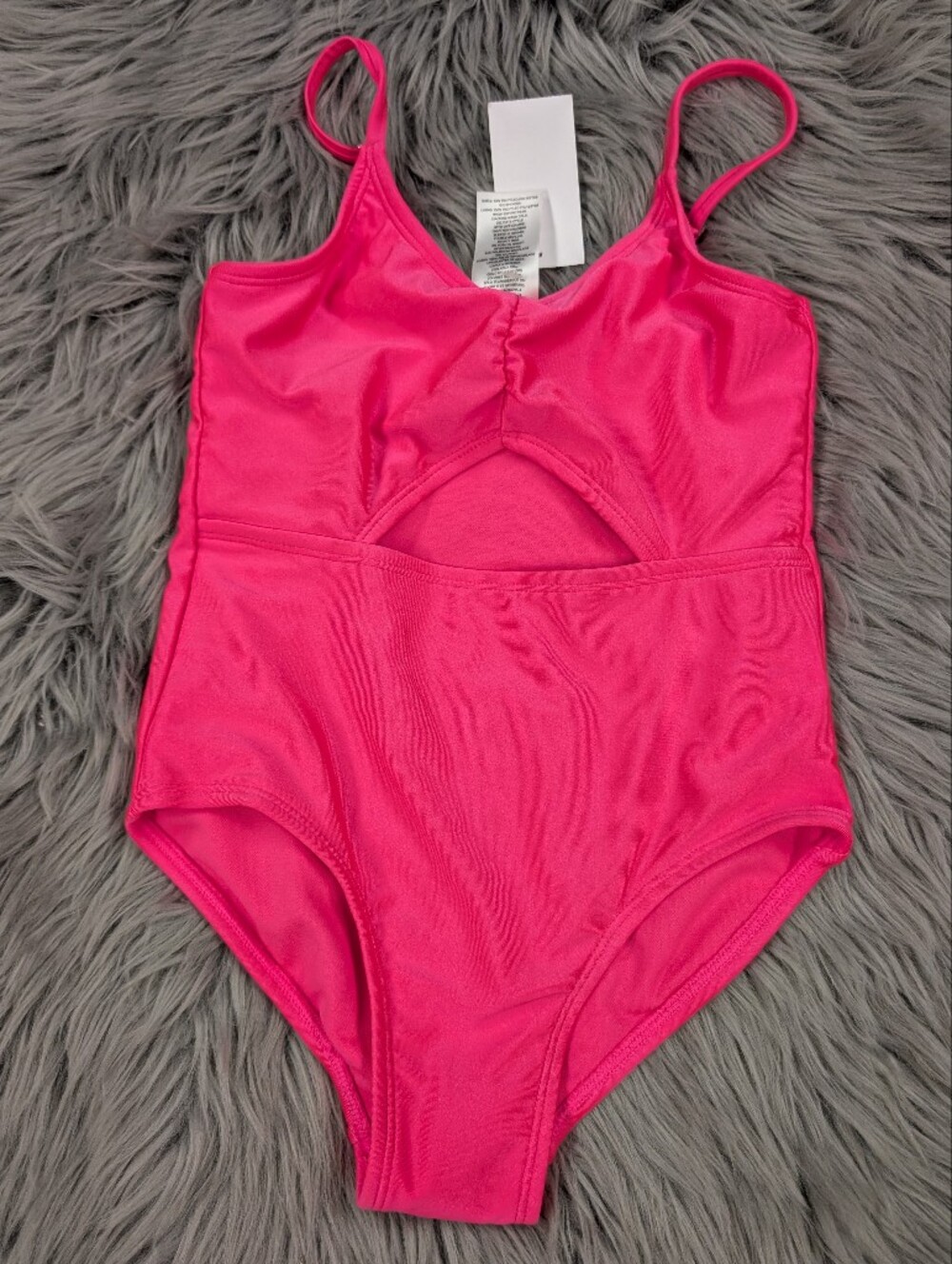 NWT Bright Pink One-Piece Swimsuit with Front Cutout Medium 8 Girls